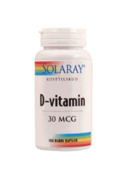 D3-vitamin 30 mcg. Solaray - 100 kapsler