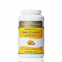 Stærk D3 vitamin Fitness Pharma - 300 kapsler