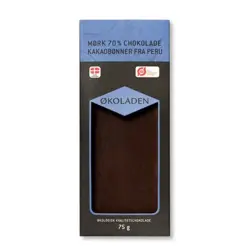 Chokolade mørk 70% Ø kakaobønner fra Peru - 75 gram