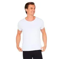 T-Shirt Herre V-hals hvid str. L