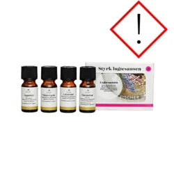 Styrk lugtesansen kit 2, 4 x10 ml æteriske olier Appelsin Ø, Pebermynte, Lavendel, Sandeltræ
