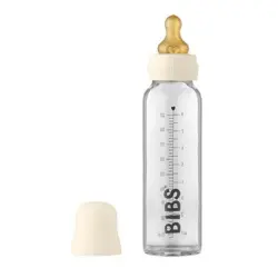 BIBS Baby Glass Bottle Complete Set Latex 225ml Ivory - 1 stk