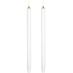 LED mini taper candle, Smooth, 2-pack, 1,3x25 cm Nordic white