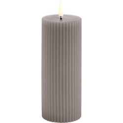 LED pillar candle grooved, Smooth, 5,8x15 cm Sandstone - 1 stk