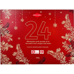 Julekalender m. fyldte chokolader & dragéer Økologisk - 240 gram