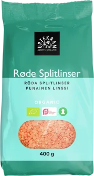 Røde splitlinser Øko. - 400 gram