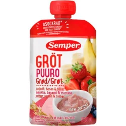 Grød med  jordbær, banan og blåbær fra 6 mdr. - 120 gram