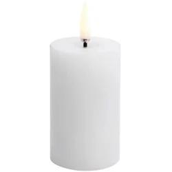 LED melted Bloklys, Nordic White, Smooth, 5x7,5 cm