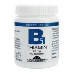 Mega B1 vitamin 25 mg - 100 tabletter