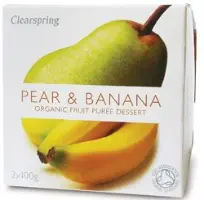 Clearspring Frugtpuré Banan/pære Økologisk - 200 gram