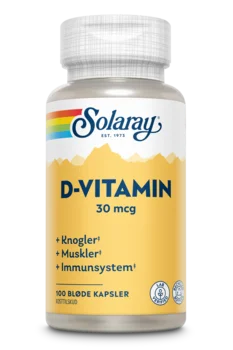 D-vitamin 30 mcg Solaray 100 kapsler
