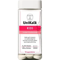UniKalk Kids jordbær/hindbær tyggetablet - 90 tabletter