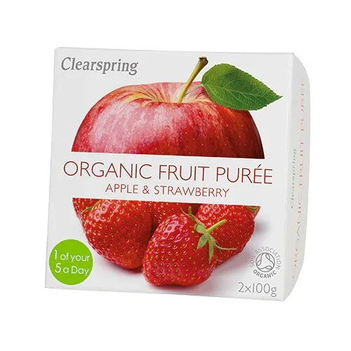 Clearspring Frugtpuré æble/jordbær Øko. - 200 gram