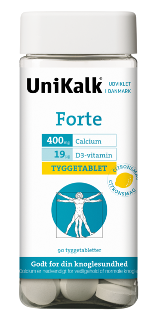 UniKalk Forte tyggetablet m. citrussmag - 90 tabl.