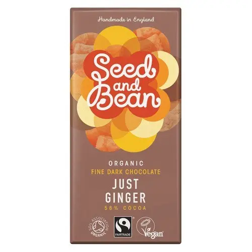 Seed&Bean Chokolade mørk 58% ginger Øko. 85 gram
