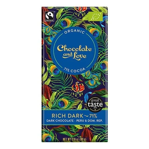 Chocolate and Love Chokolade Filthy Rich 71% Øko. 80 gr.