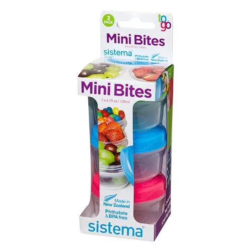 Mini bites to go 130 ml Grøn, blå, pink Sistema