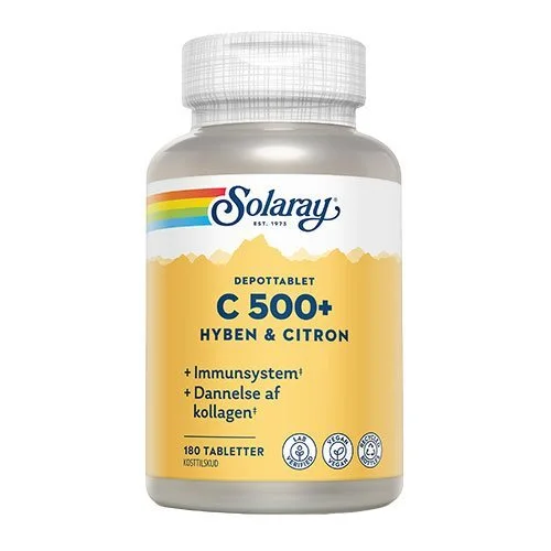C-vitamin C500+ hyben, citron Solaray - 180 tabletter