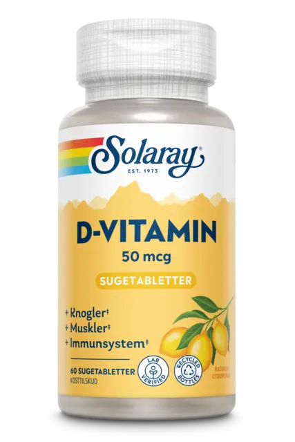 Solaray D-vitamin 50 mcg - 60 sugetabletter