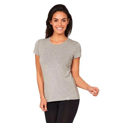 T-Shirt Dame lys grå str. L rund hals