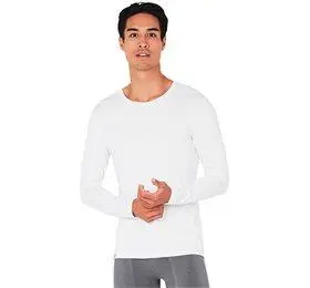 T-Shirt Herre langærmet hvid str. M m. rund hals