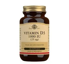Solgar D3-vitamin 25 mcg softgel (1000 i.u.) - 100 kapsler