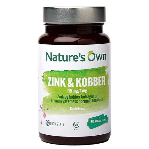 Zink og Kobber Food State - 50 tabletter