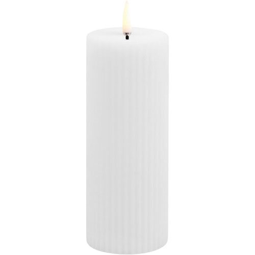 LED pillar candle grooved, Smooth, 5,8x15 cm Nordic white - 1 stk