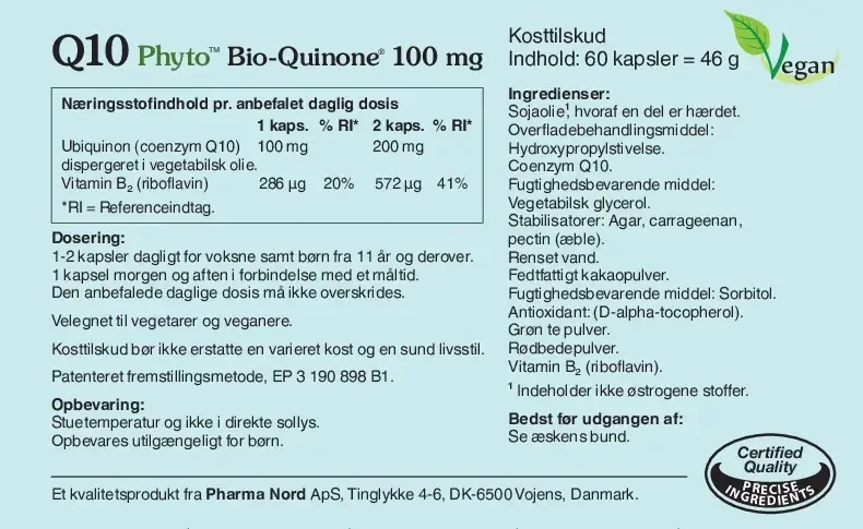 Q10 Phyto, Bio-Quinone 100 mg - 60 kapsler