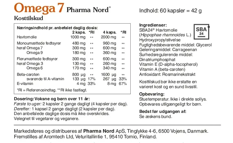 Omega 7 Pharma Nord - 60 kapsler