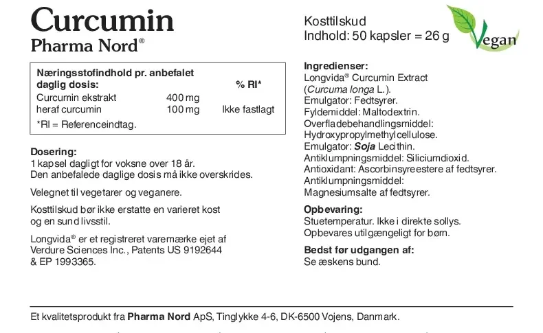 Curcumin Pharma Nord - 50 kapsler