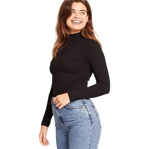 Women's Ribbed Turtleneck Top sort str. S