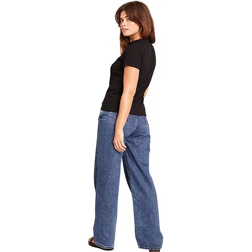Women's Ribbed Crew Neck T-Shirt sort str. S