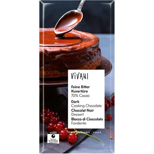 Vivani mørk overtrækschokolade 70% Øko. - 150 gram
