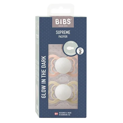BIBS Supreme Silicone Size 2 Blush GLOW/Vanilla - 1pk.