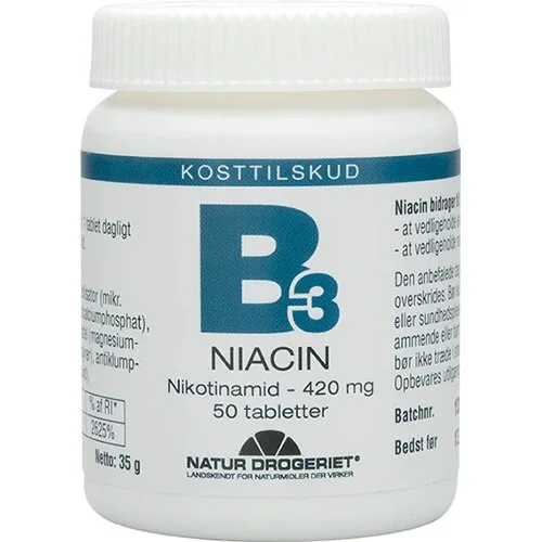Niacin (nikotinamid) 420 mg - 50 tabletter