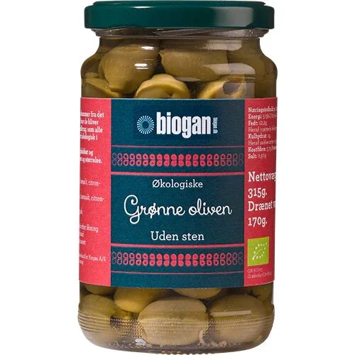 Oliven grønne u. sten Øko. - 340 gram