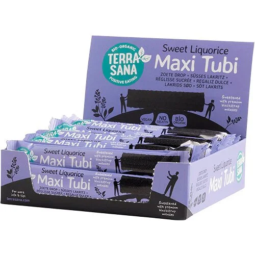 Lakridsstang Maxi Tubi sød Øko. - 28 gram