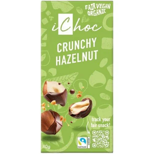 Ichoc Crunchy Hazelnut Vegan Øko. - 80 gram