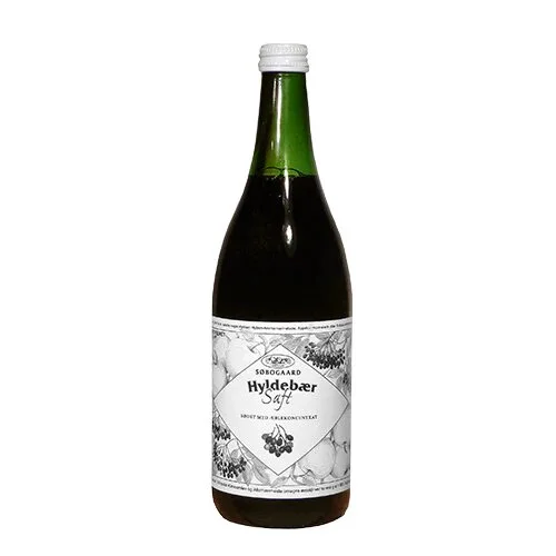 Hyldebærsaft m. æble sød Øko. - 73 cl.