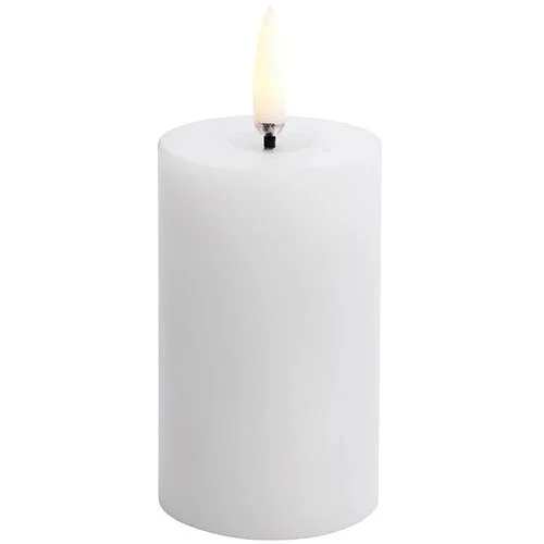 LED melted Bloklys, Nordic White, Smooth, 5x7,5 cm