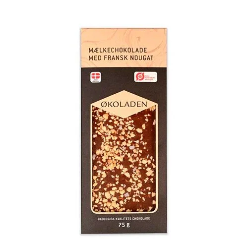 Mælkechokolade m. Fransk Nougat Øko. - 75 gram