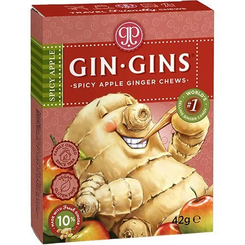 Ginger Chews (Gins Gins) Spicy Apple Travel Pack - 42 gram