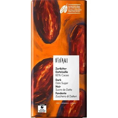 Vivani Mørk med Daddelsukker Økologisk - 80 gram