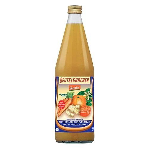 Appelsin-Gulerod-Ingefærsaft Ø Demeter - 750 ml.