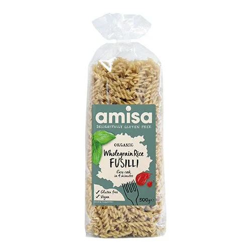 Fuldkornsris Fusilli pasta Økologisk - 500 gram