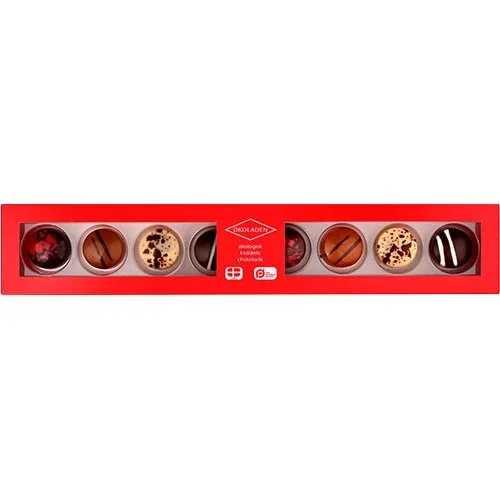 Fyldt dessertchokolade, 8 stk Rød kollektion Økologisk - 1 stk