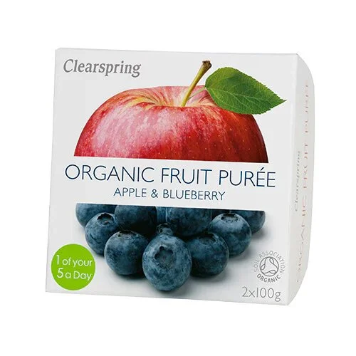 Clearspring Frugtpuré Blåbær/æble Økologisk - 200 gram
