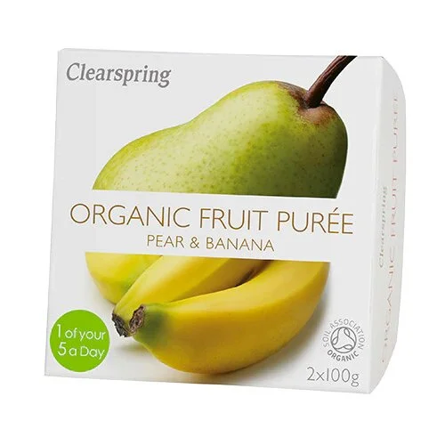 Clearspring Frugtpuré Banan/pære Økologisk - 200 gram