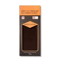 Chokolade mørk orange/knas Ø 72% - 75 gram